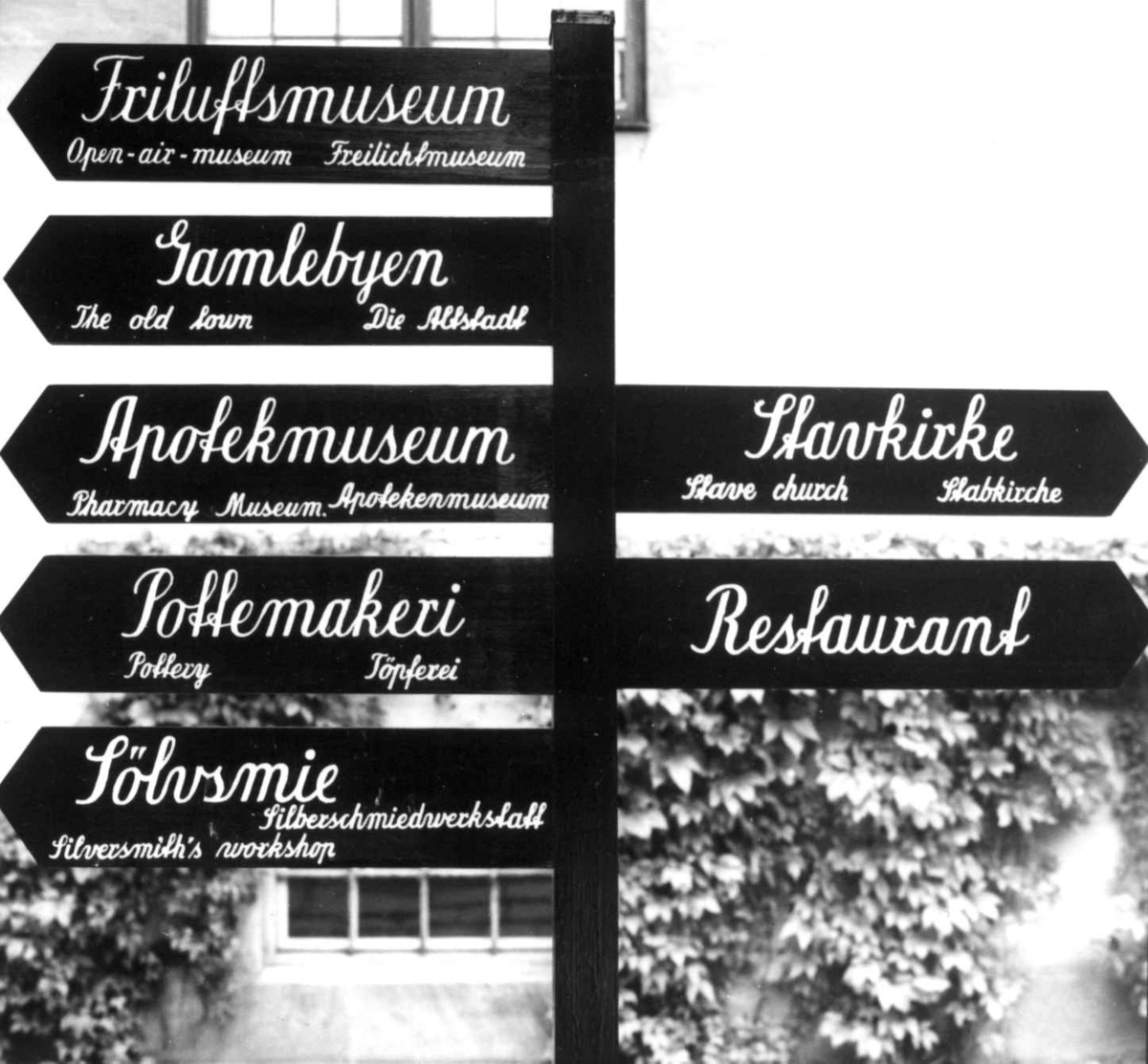 Skilting på Norsk folkemuseum, mars 1978.