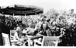 Familiens datter Jorunn Fossberg og venner i sommerhusets ha