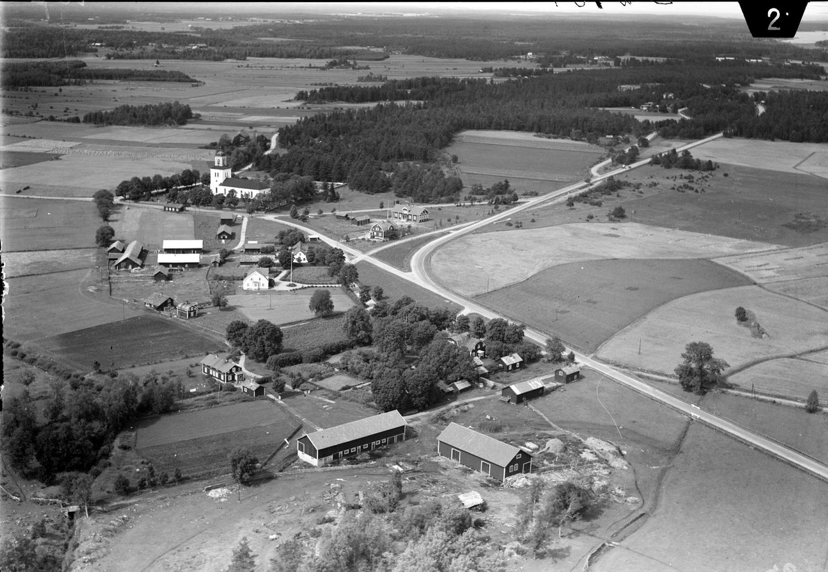 Flygfoto över Börstil och Börstils kyrka, Börstils socken, Uppland år 1936