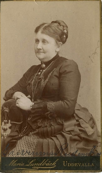 Text på kortets baksida: "Sara Euphroyne Gunilla Rudenskiöld f. 1825 d. 1896".