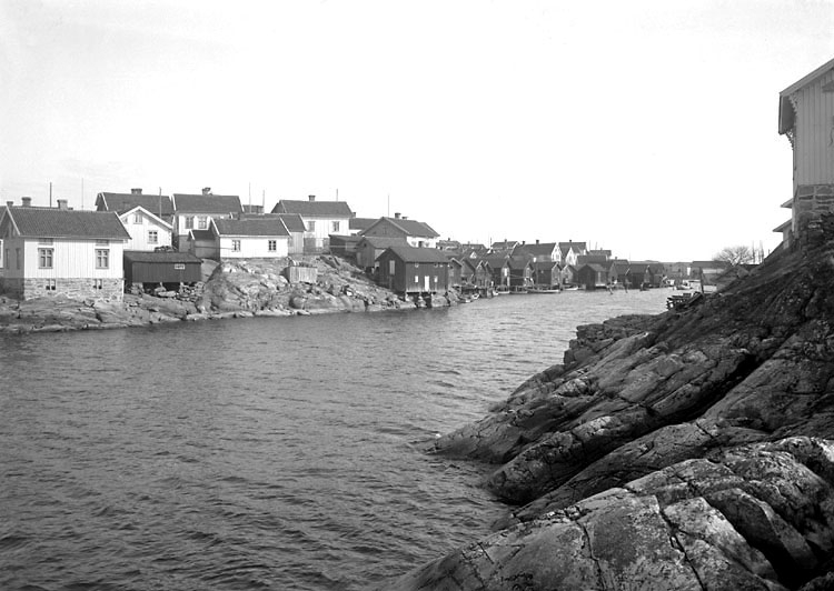 Maj 1924. Gullholmen, fiskeläget från norr. Sundet mellan Gullholmen och Hermanö.