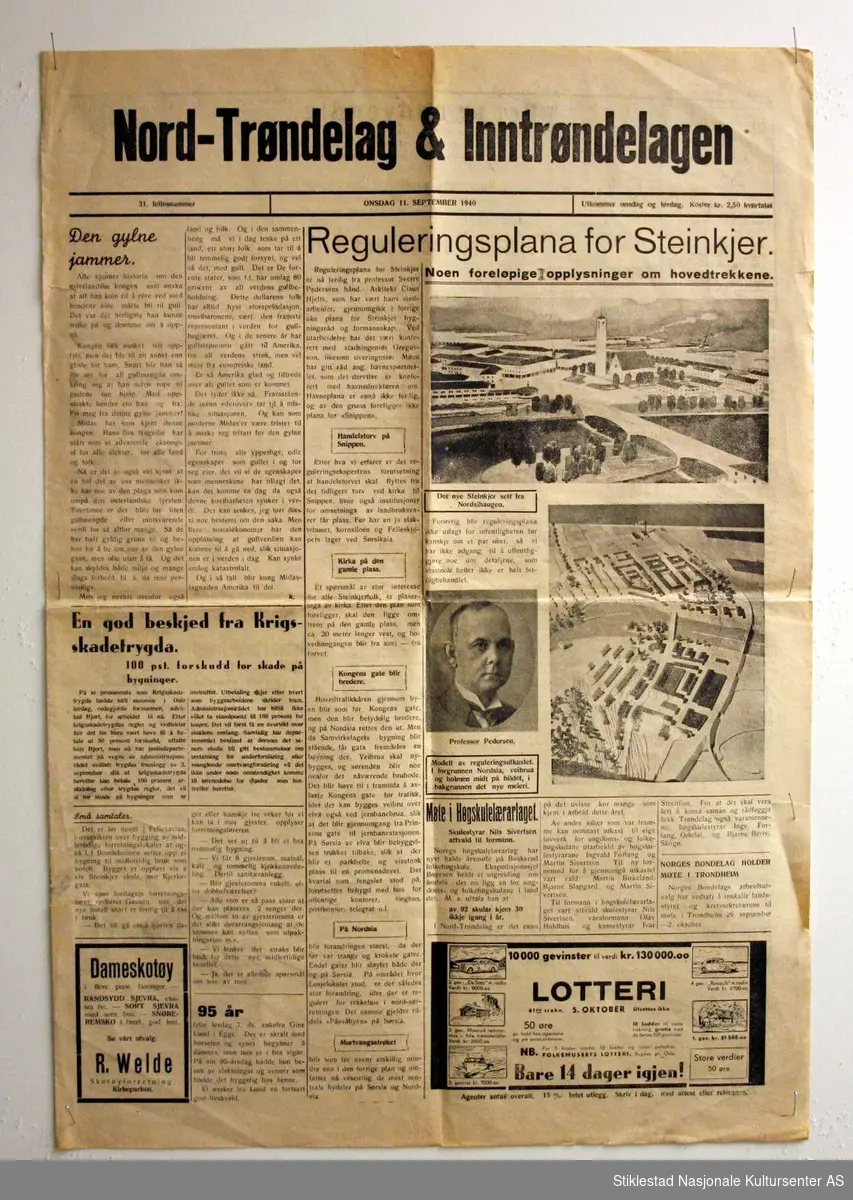Avisen Nord-Trøndelag & Inntrøndelagen, fellesavis, fire sider i fullformat. Utgitt høsten 1940. Illustrert med bilder.
