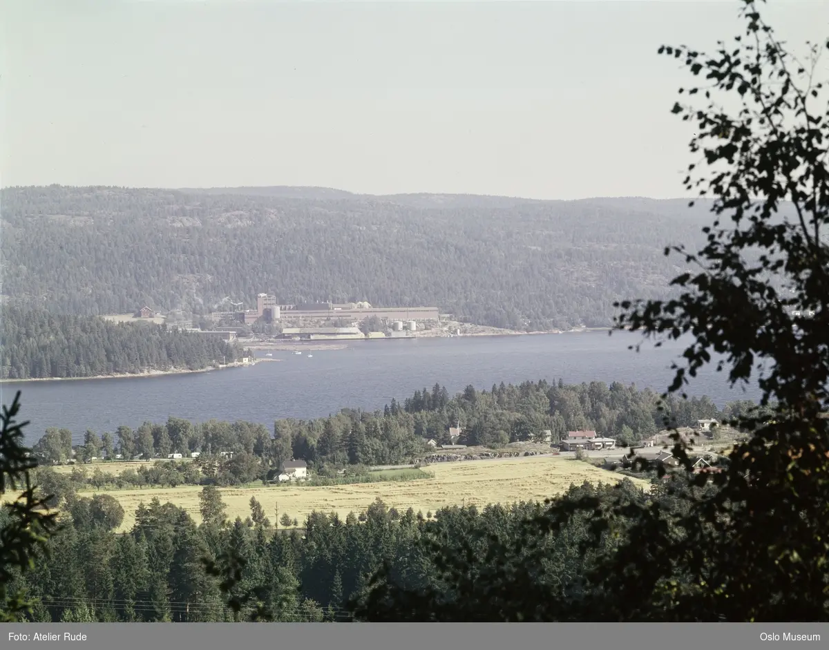 utsikt, kulturlandskap, gårder, campingplass, vei, fjord, Sande fabrikker