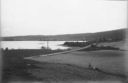 utsikt, skog, jorder, vann, vei