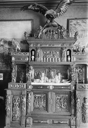 villa, interiør, stue, maleri, skap