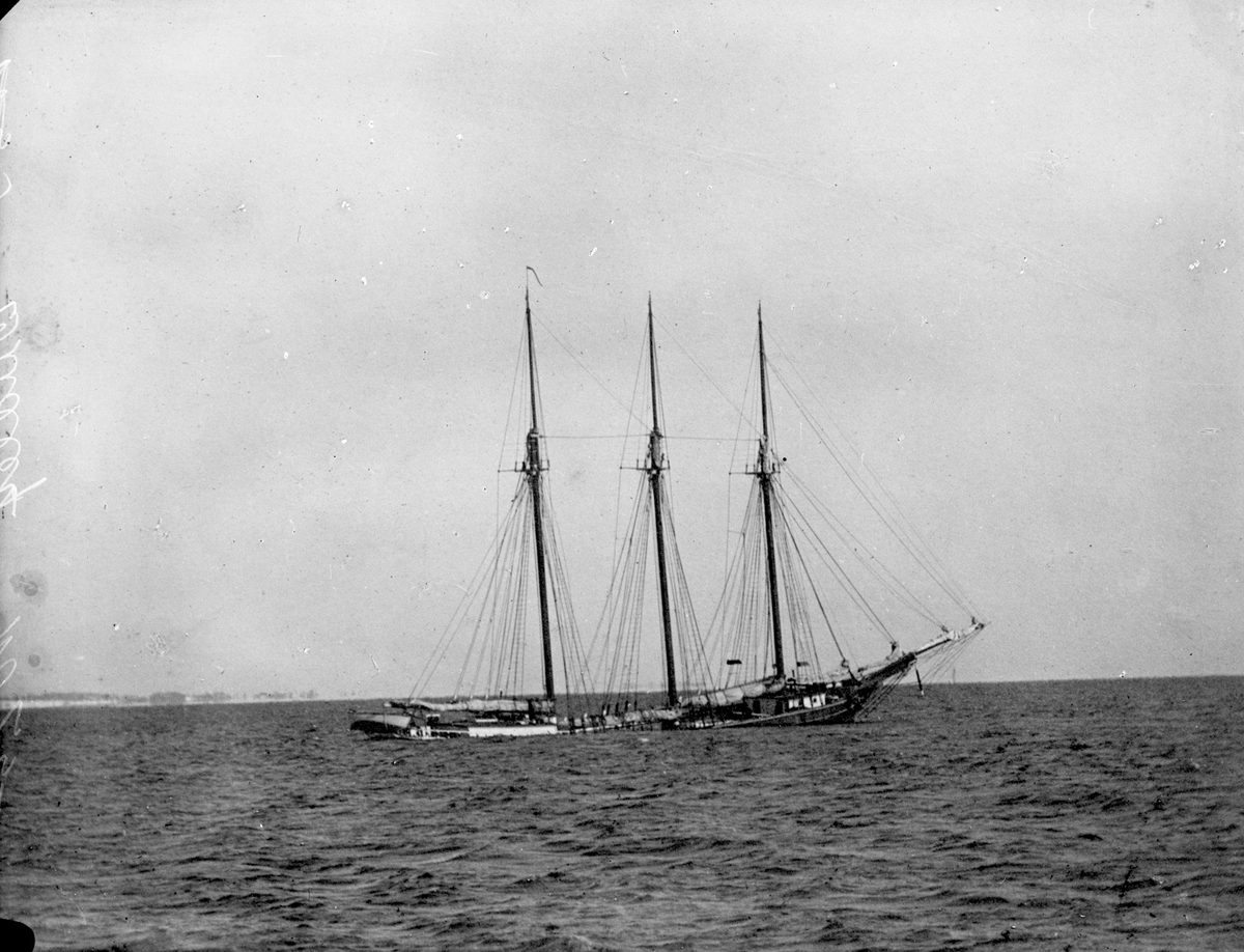 Skonnerten "Dudley" fra Haugesund i åpent farvann.