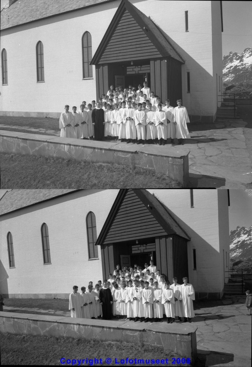 Svolvær. Konfirmasjon Svolvær Kirke 1961. Prest var Kirkerød