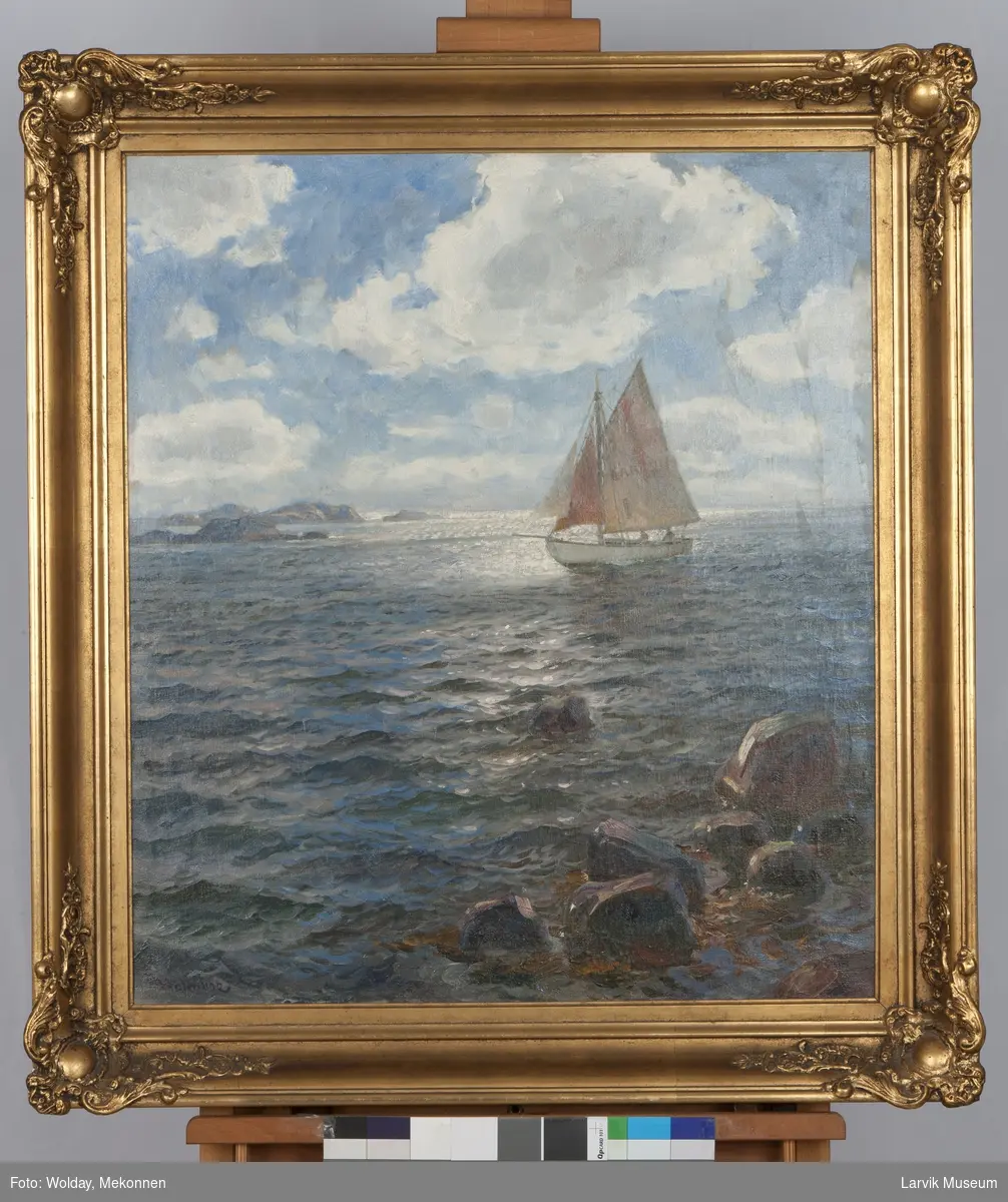 Maleri "Aftensteming med losskøite ved Hankø"