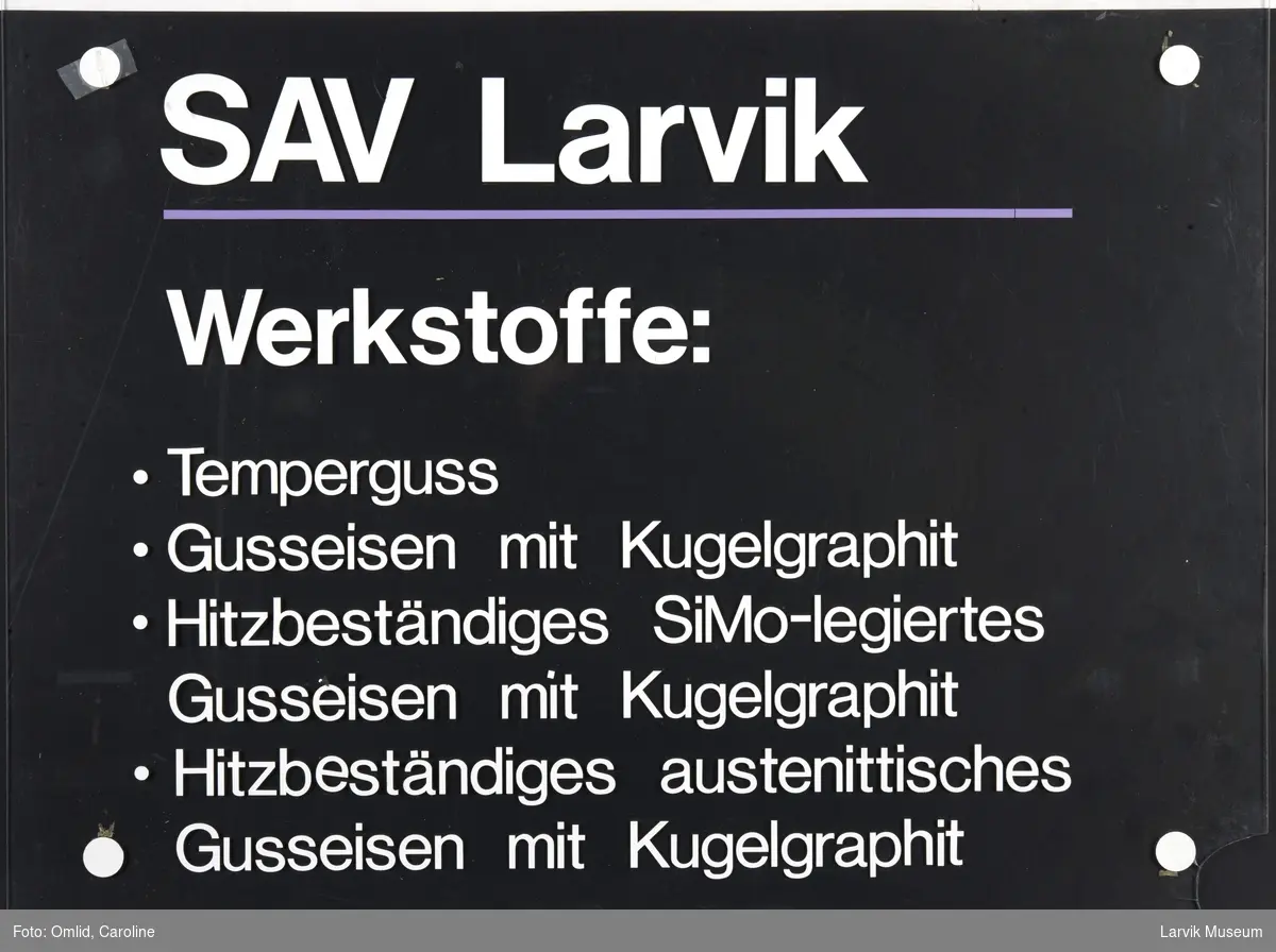 Informasjonsplakat fra SAV Larvik