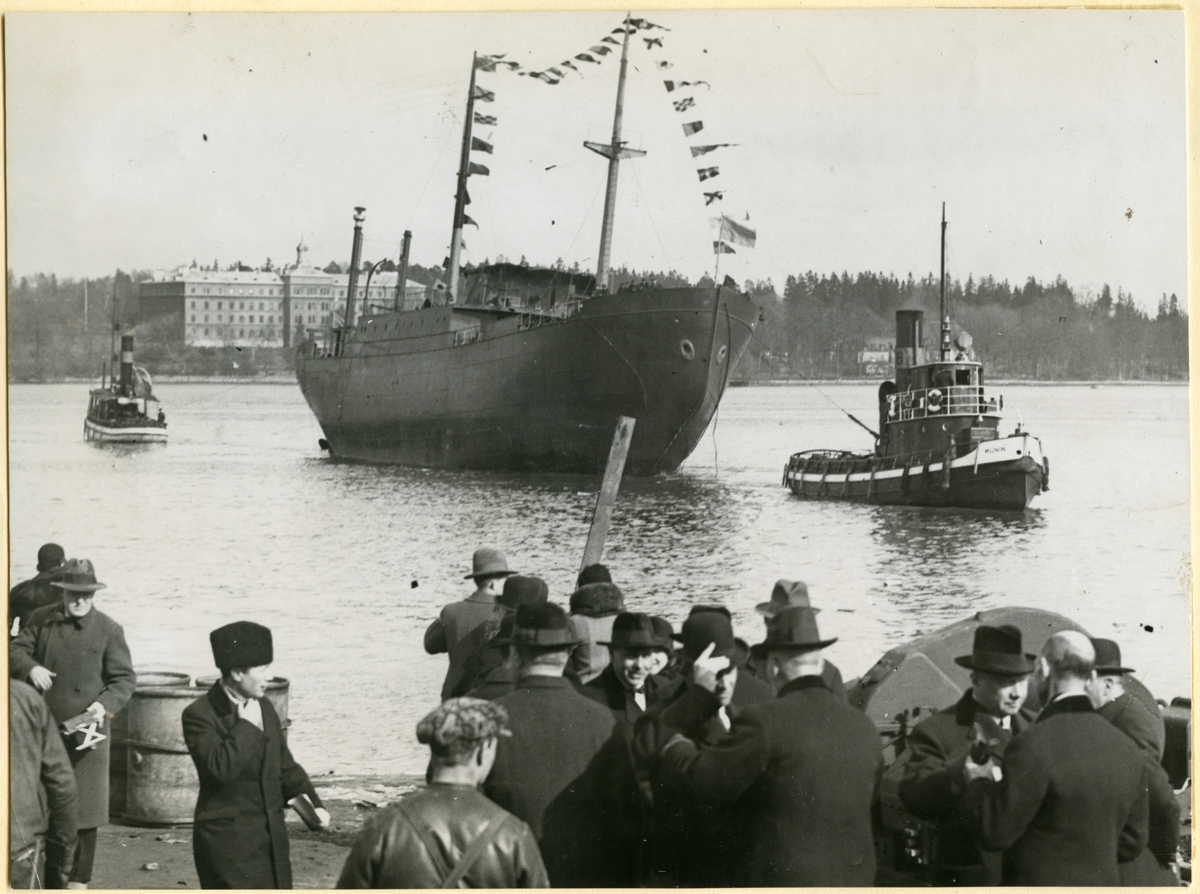 Sjösättning av ångfartyget Wirgo den 27 mars 1930.