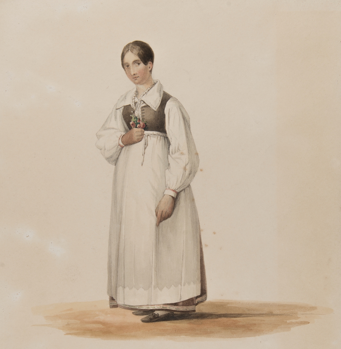 Anna Mattisdotter, Kvinna, Blekinge. Akvarell av JM Stäck