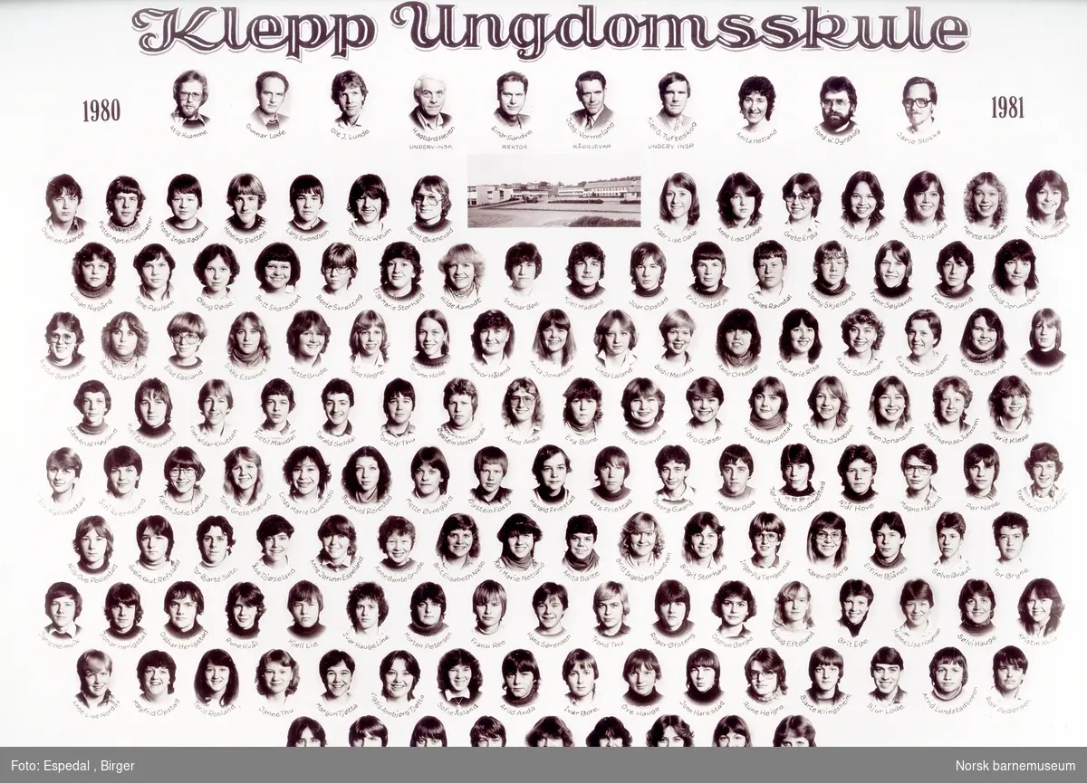 Klassebilde, 9 klasse ved Klepp ungdomsskole. 1980-81.