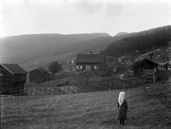 Fra Eggedal, Sigdal, på besøk hos Th. Kittelsen. Gårdstun me