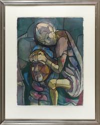 Samson og løven [Akvarell]