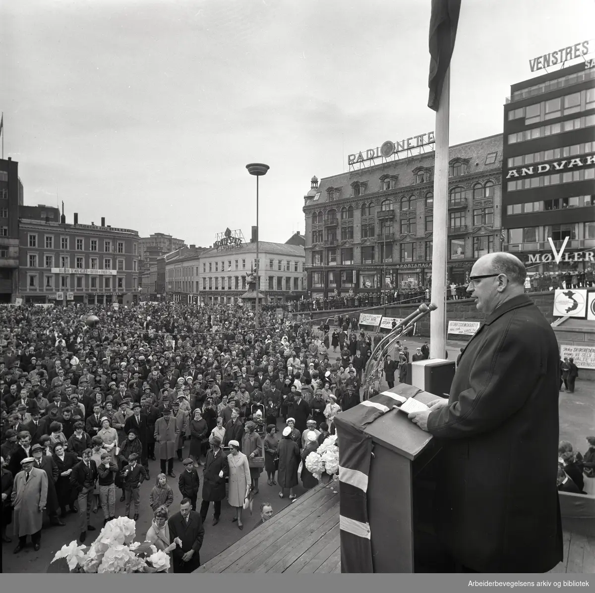 1. mai 1966 i Oslo.Karl Trasti taler