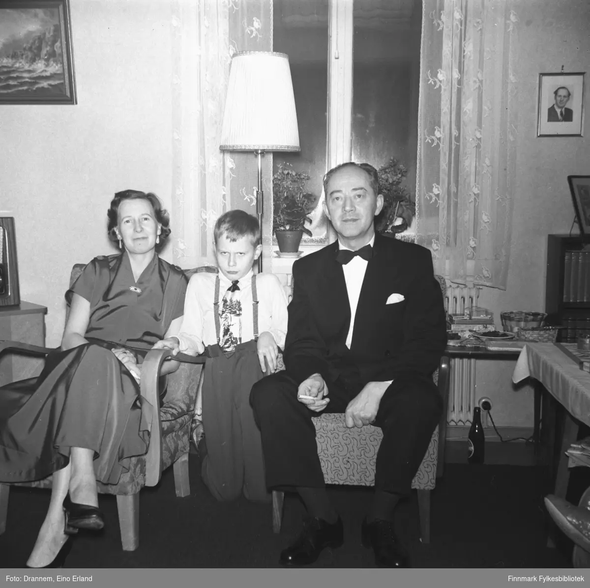 Familien Sørensen, fra venstre Reidun, Gunnar og Olav