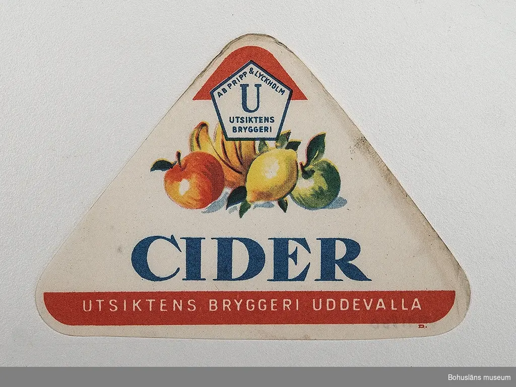Läskedrycksetikett från Utsiktens Bryggeri, Uddevalla.