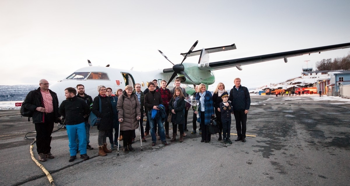 Passasjerene på aller siste flight fra Narvik til Bodø.