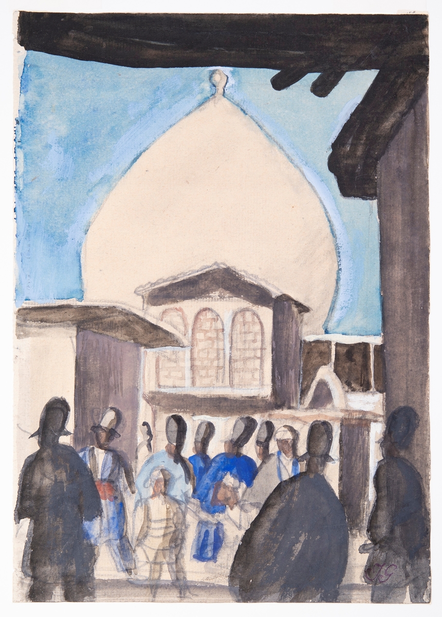 Hamadan moskén (Hamadan moieja) [Akvarellmålning]