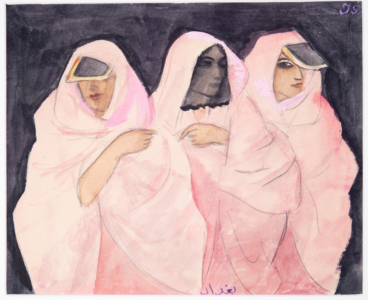 Kazvin, tre persiskor [Akvarellmålning]