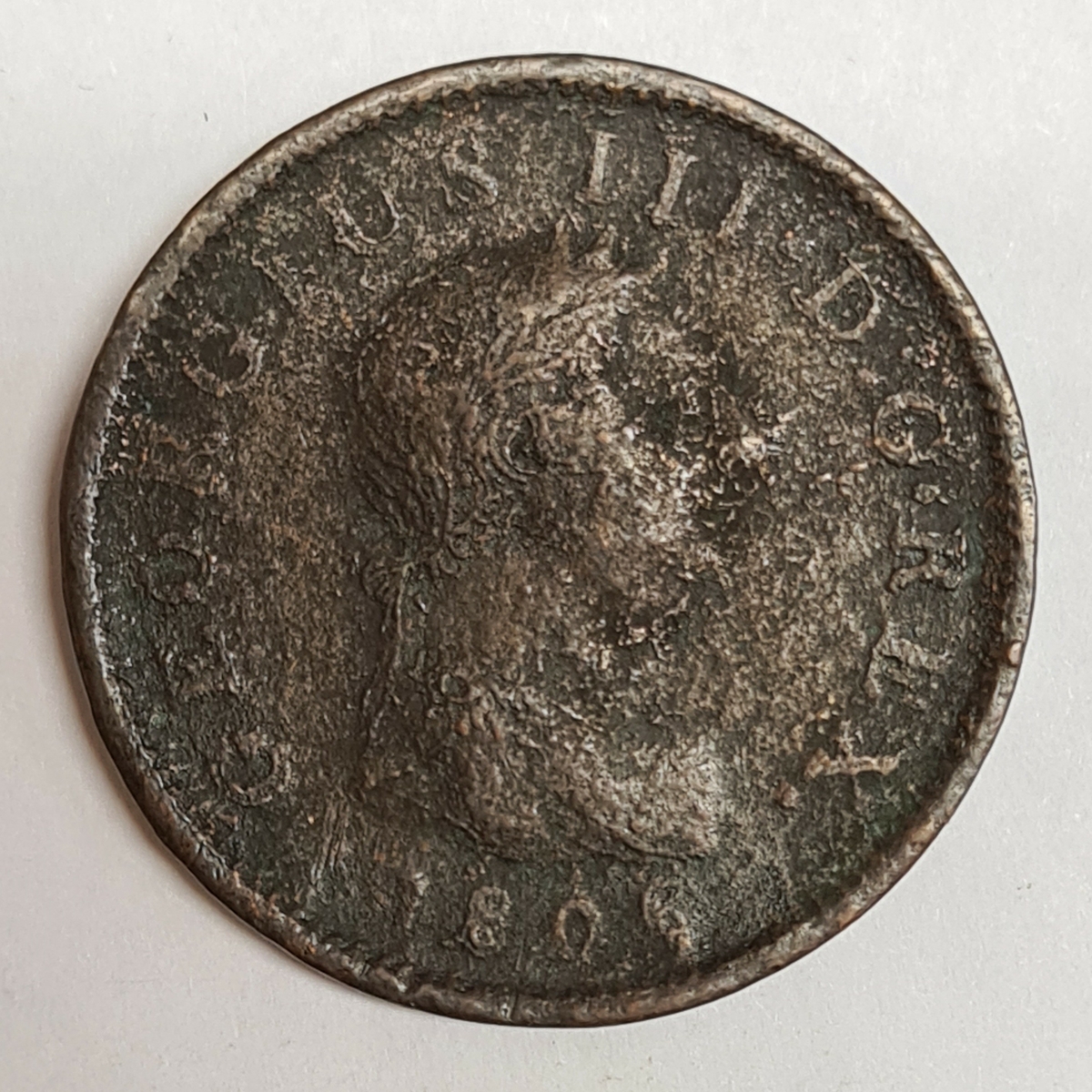 Ett mynt från Storbritanien.
½ Penny, 1806