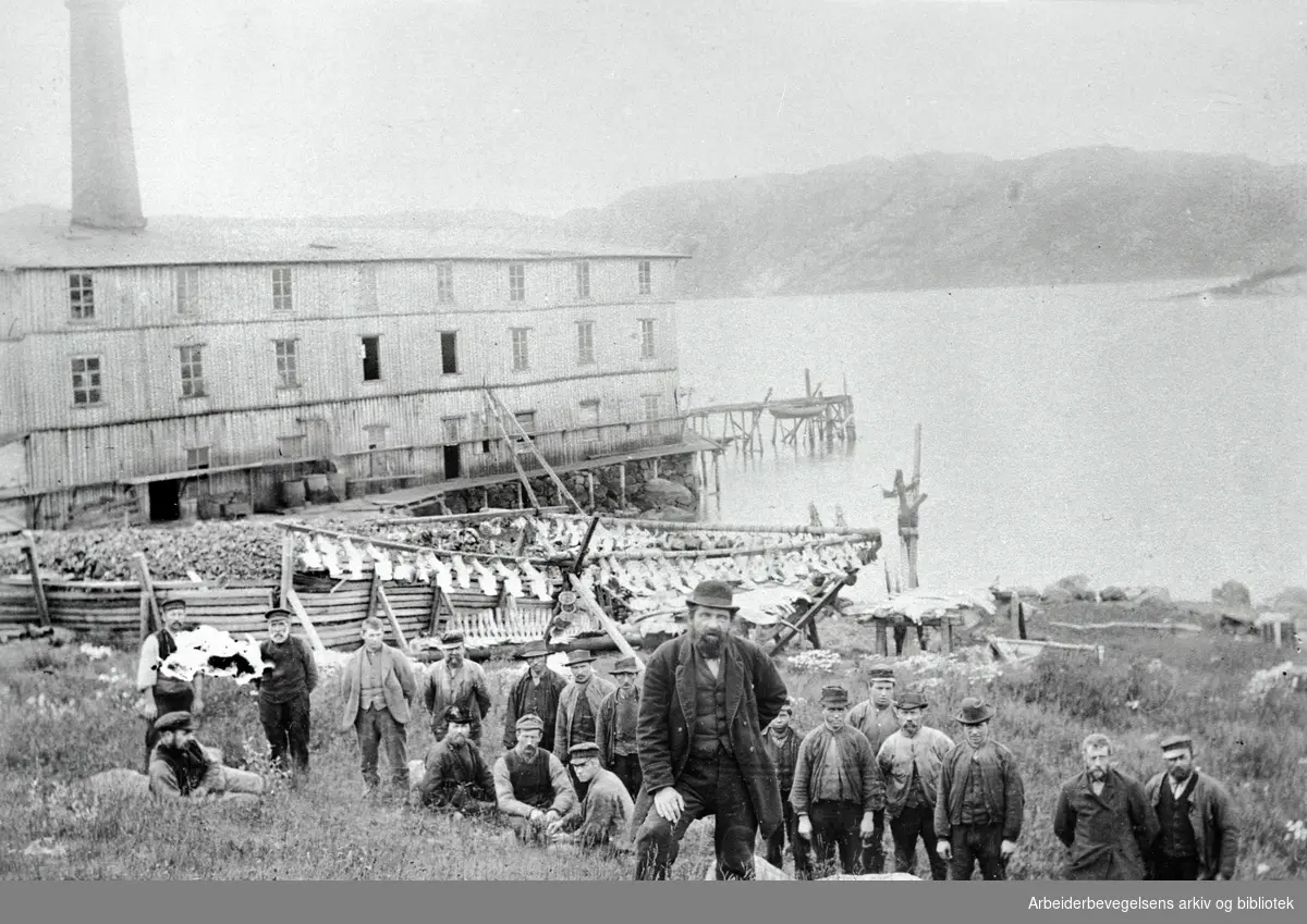 Hvalstasjonen i Lanabukt, Jærfjord i Sør-Varanger i 1890-årene.