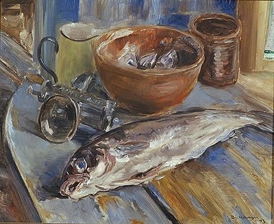 «Oppstilling med fisk» av Bjarne Halvorsen -hva kan et stilleben fortelle oss om kunstneren og tiden det ble malt i?