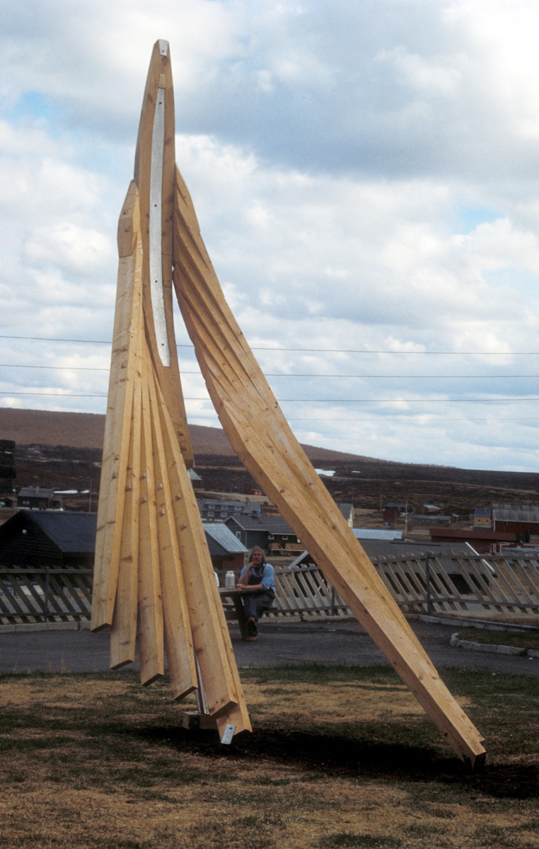 Kunstneren har tatt utgangspunkt i en båt/pulkform i fugleskikkelse, dette fordi den samiske sjamaen hadde tre hovedmedhjelpere: en fugl, en fisk og et reinsdyr.