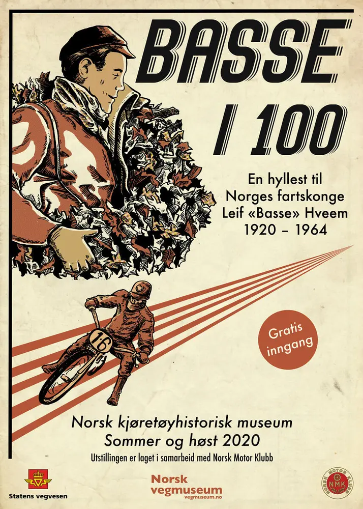 Plakat til utstillingen Basse i 100