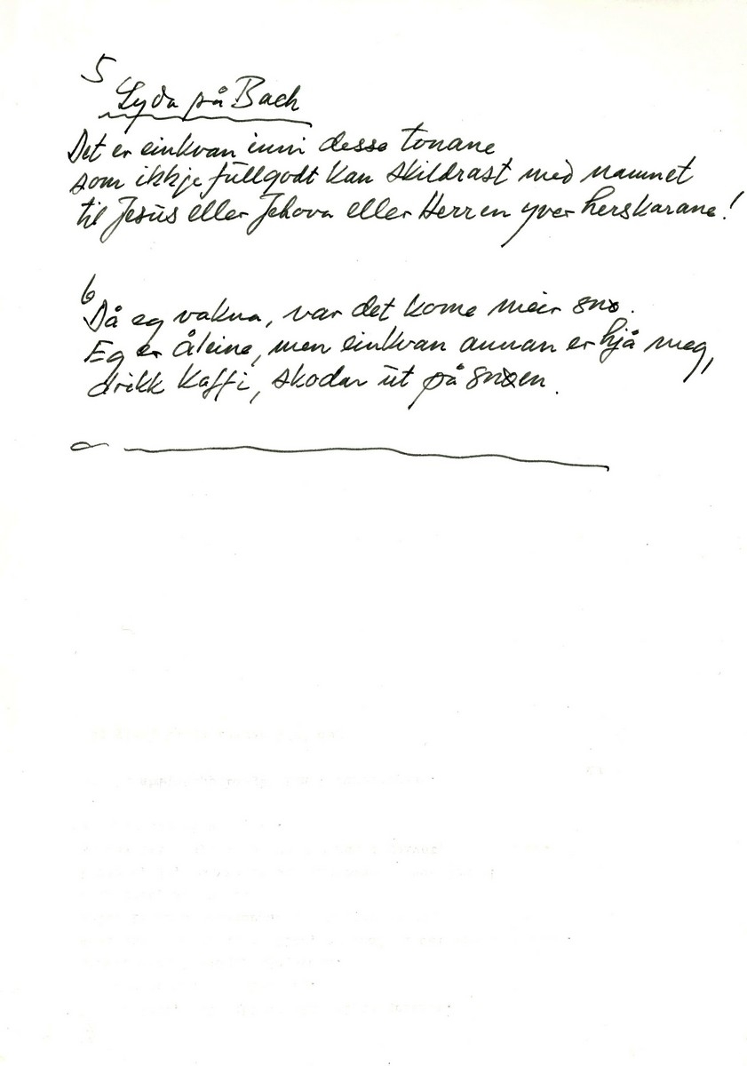 Handskrivne notat av Olav H. Hauge. Dikta går under samnemninga "Umsette dikt".