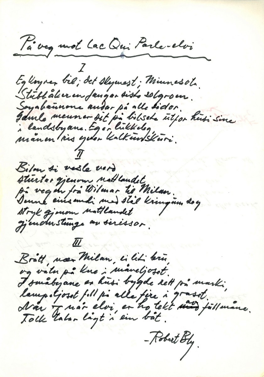 Handskrivne notat av Olav H. Hauge. Dikta går under samnemninga "Umsette dikt".