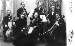 Musikkensemble i Moss ant, ca. 1896. De spilte endel i selsk