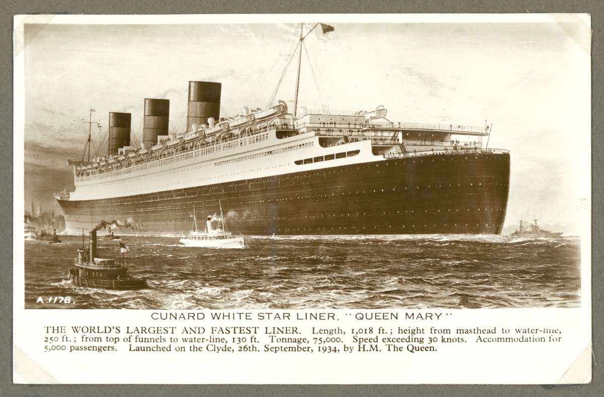 CUNARD WHITE STAR LINER "QUEEN MARY".
