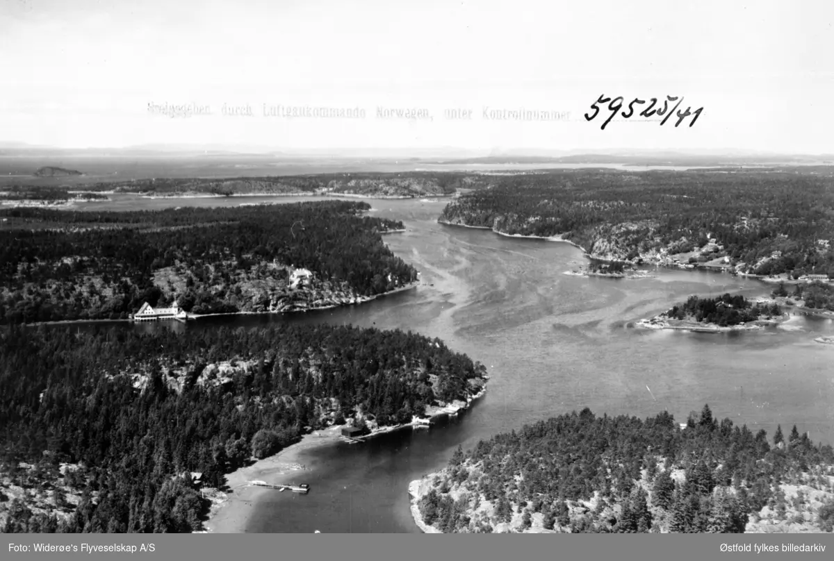 Flyfoto fra Hankø  i Onsøy, oversikt mot nord, 1937.