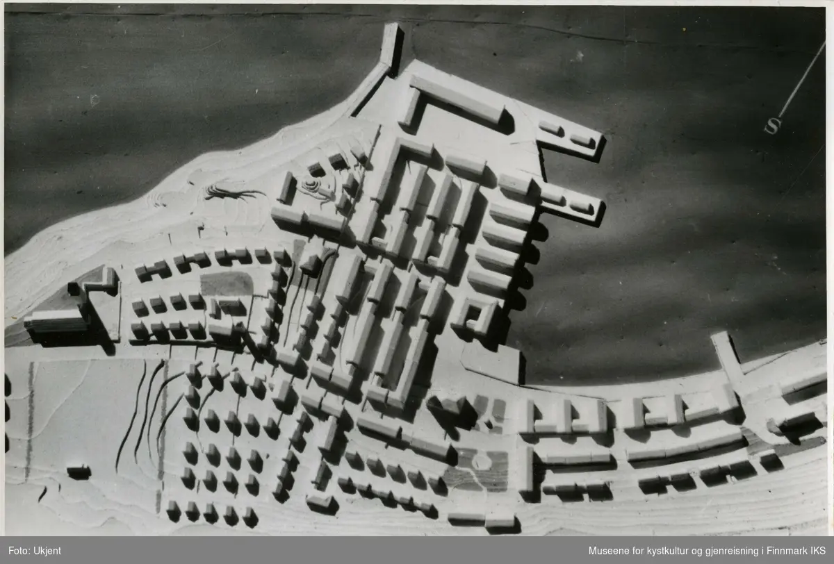 Foto av modell for gjenoppbygging av Hammerfest sentrum.