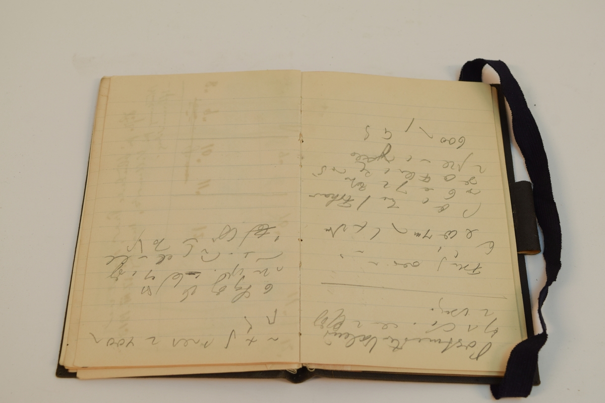Et eksemplar av Macody Lunds stenografibøker, sannsynligvis fra hans periode som stortigsrefferent i tidsrommet 1892-1898