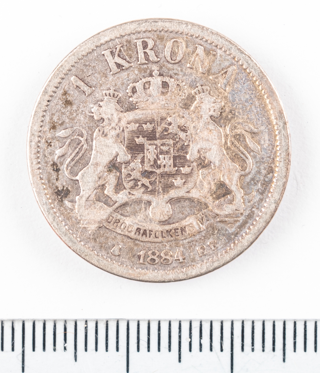 Mynt, Sverige, 1 krona, 1884.
