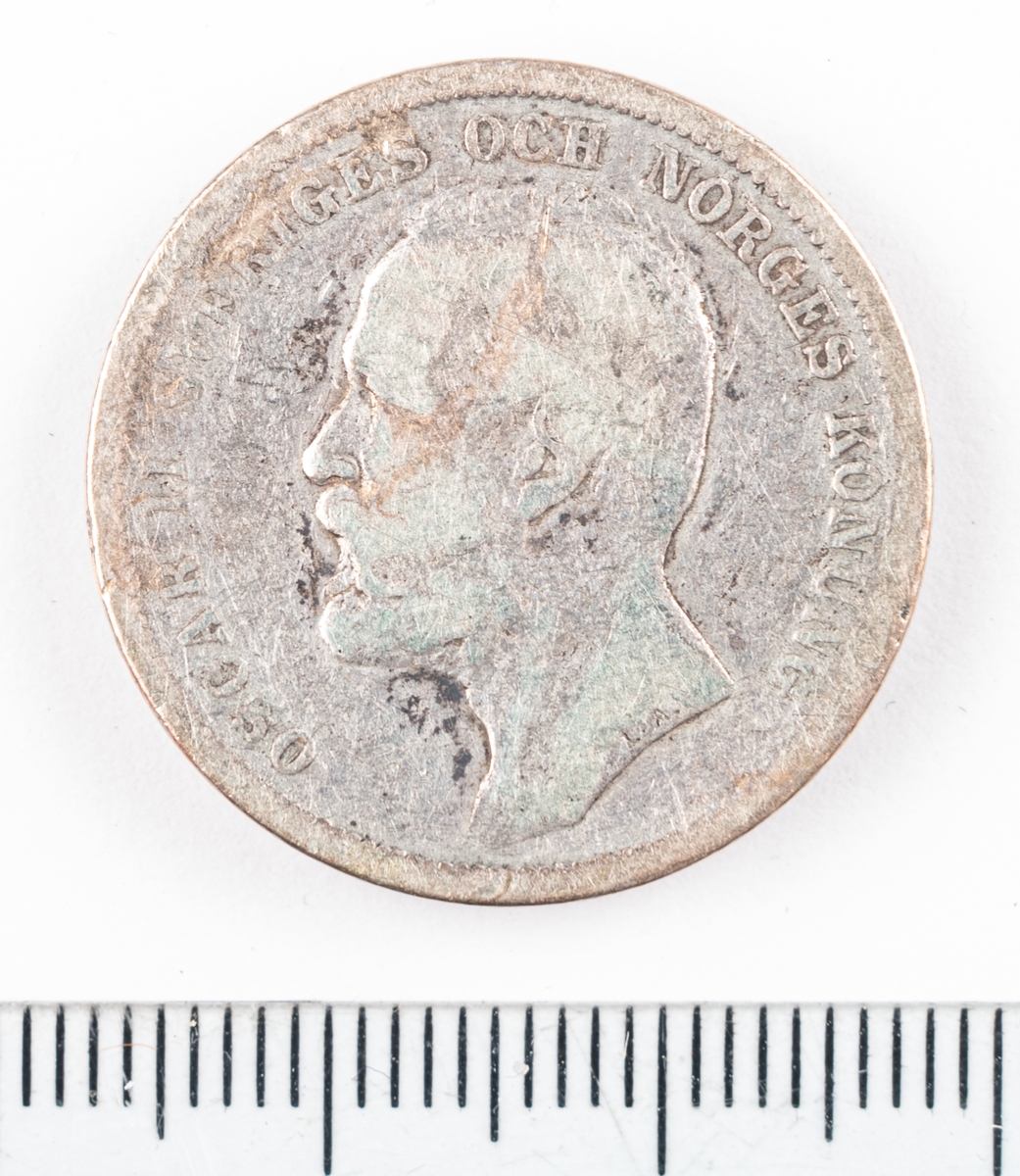 Mynt, Sverige, 1 krona, 1890.