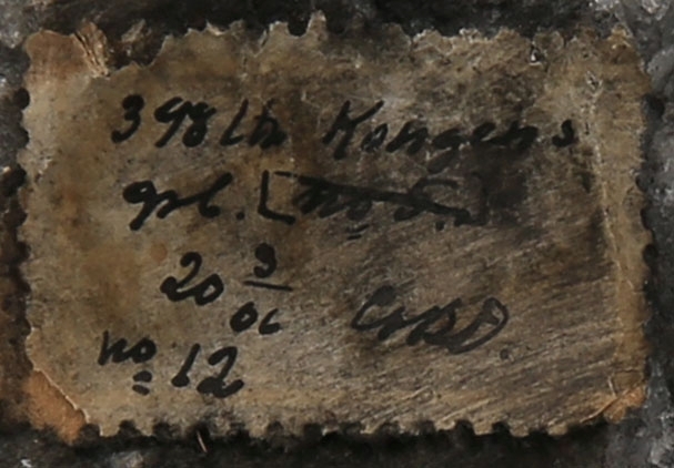 Tekst på etikett:
398 ltr Kongens
grb.
20/3 06 COBD
No 12