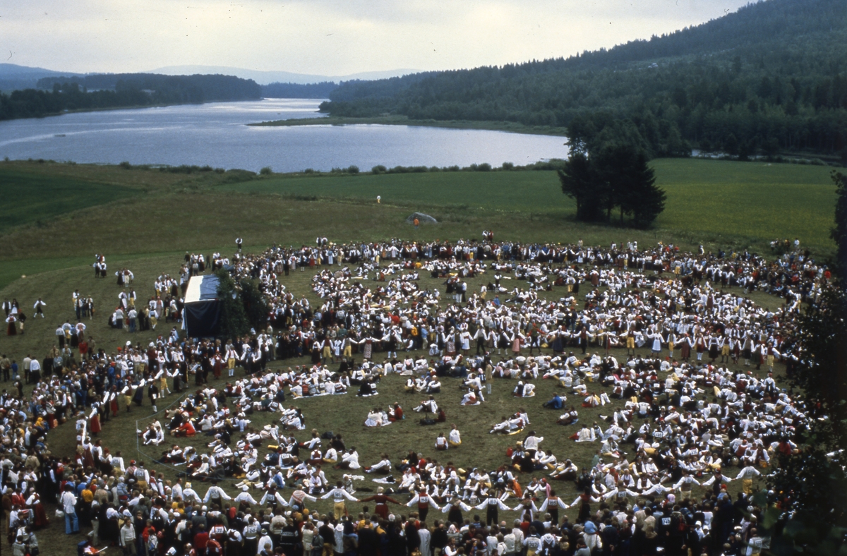 Hälsingehambon på Hårga äng, med dansare och publik.