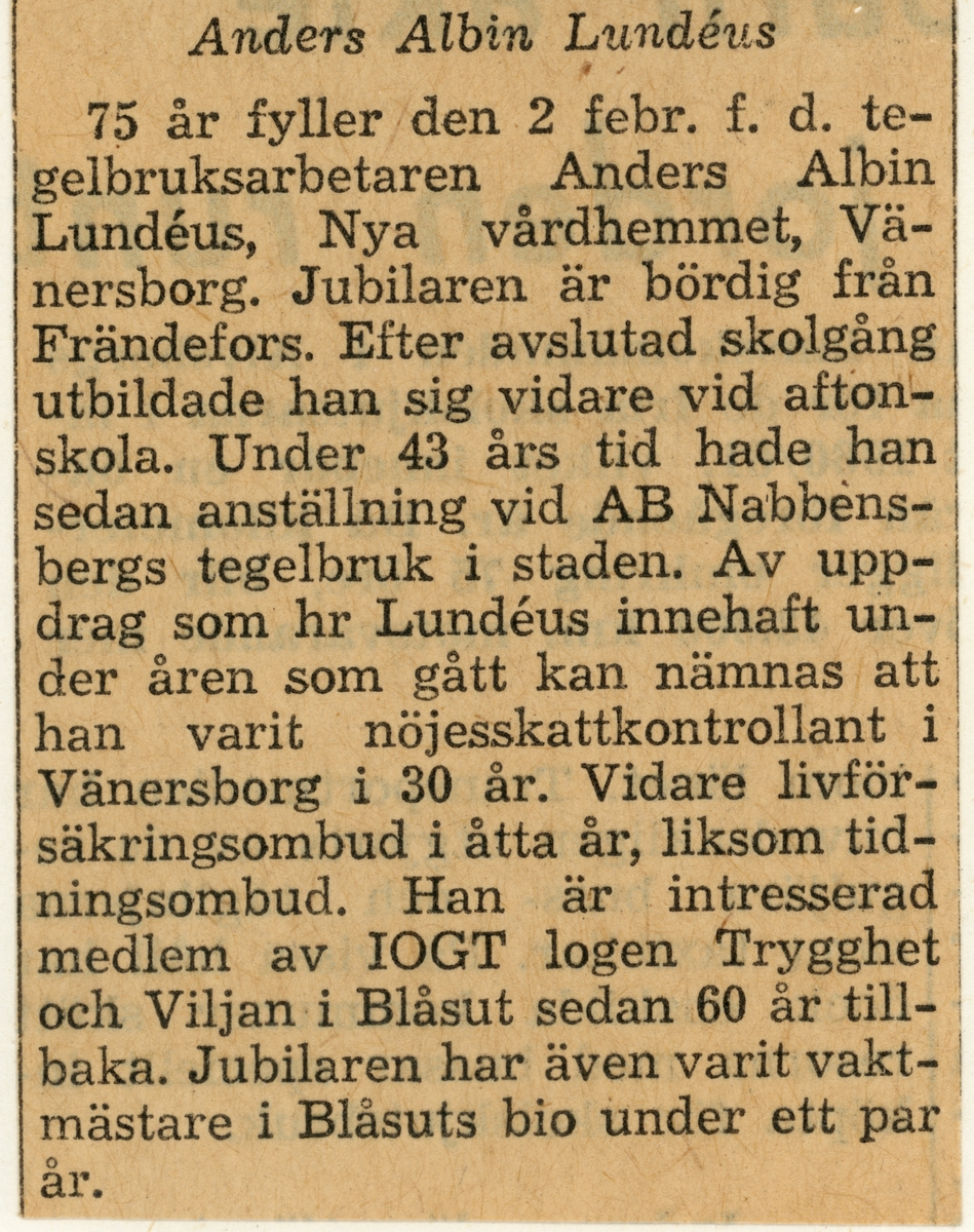 Lundéus, Anders Albin