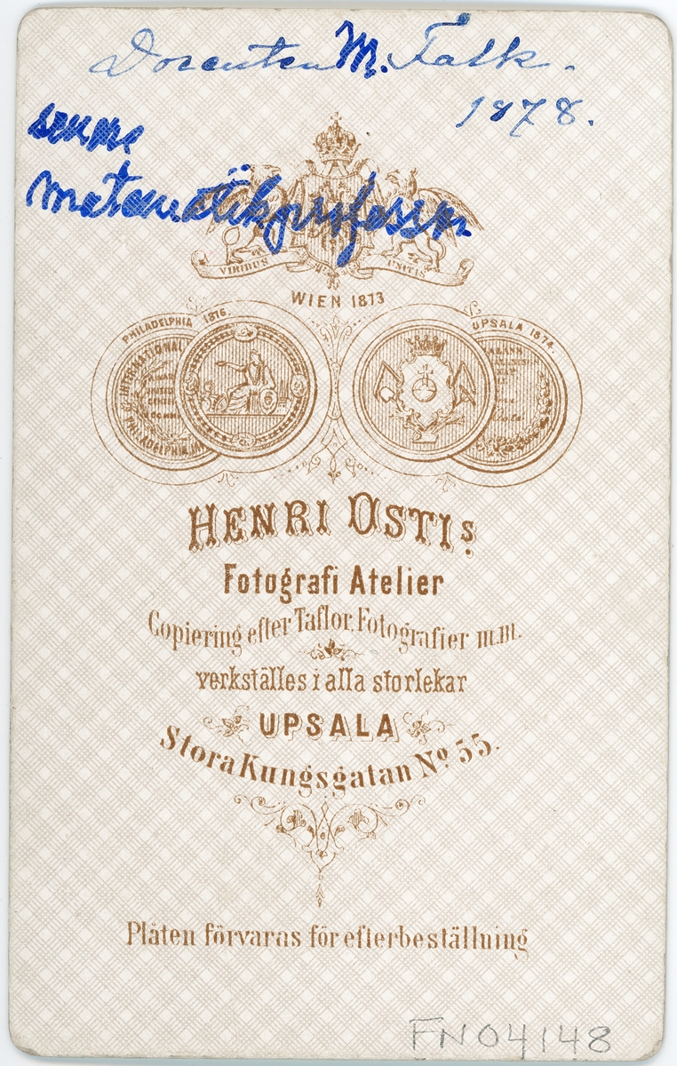 Kabinettsfotografi - docent Matths Falk, Uppsala 1878