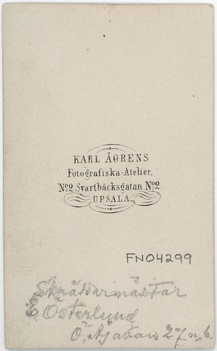 Kabinettsfotografi - skräddarmästare Österlund, Uppsala 1864
