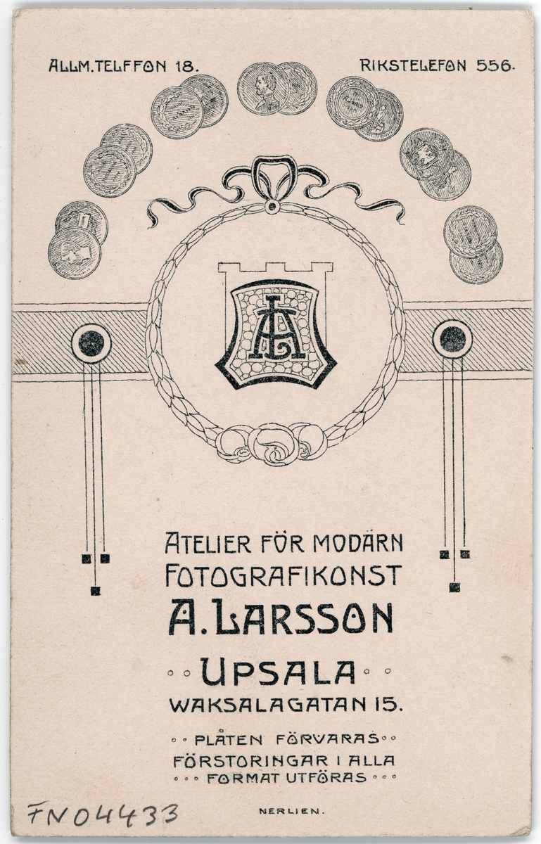 Kabinettsfotografi - kvinna, Uppsala 1915