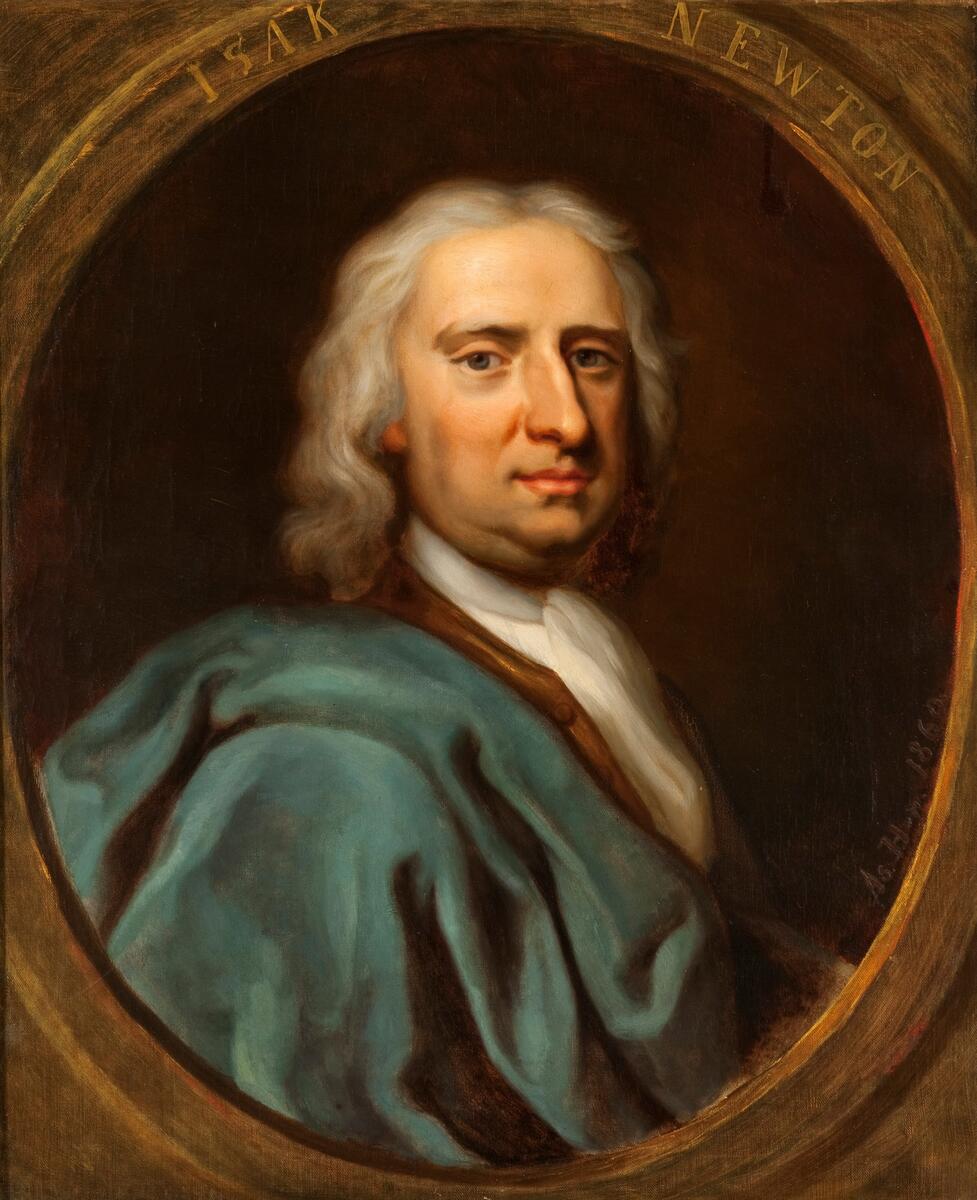 Isaac Newton, kopi etter eldre maleri [Maleri
]
