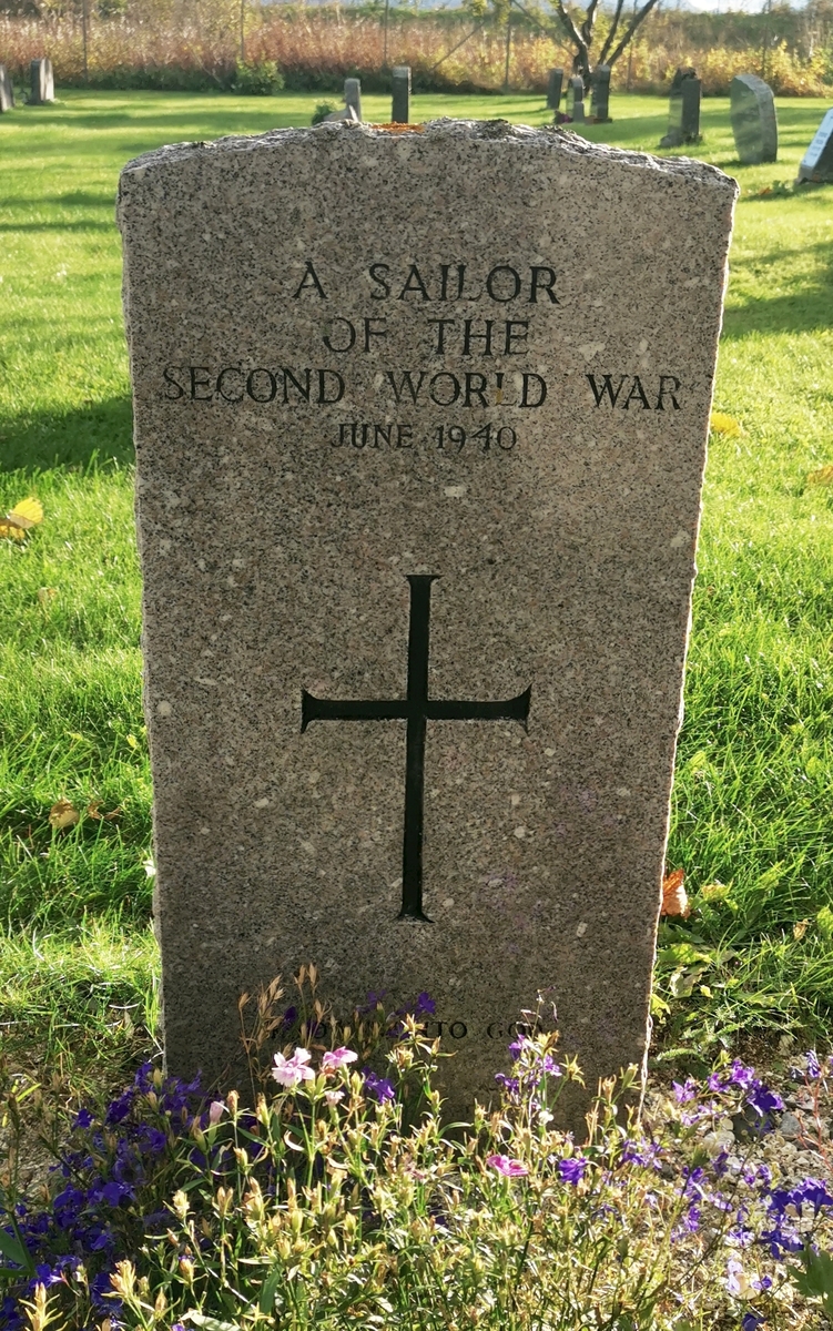 "A Sailor of the Second World War" (d. 1940), britisk krigsgrav på Bodø kirkegård.