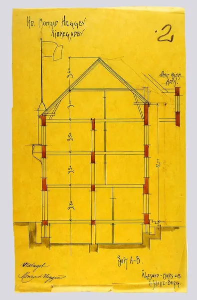 Hr. Monrad Heggen Kirkegaden Snit A-B [Snitt] - Jugendstilsenteret Og ...