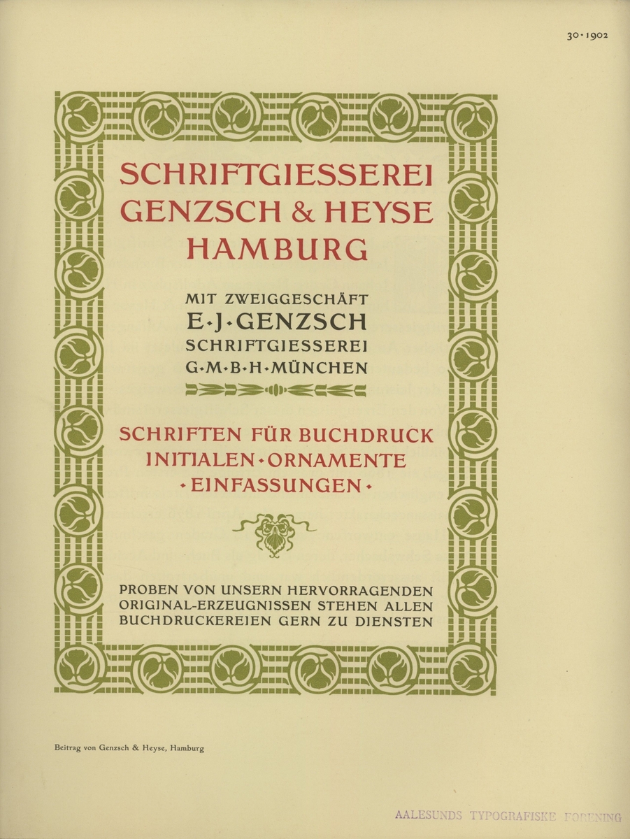 Muster - Austausch des deutschen Buchgewerbe - Dereins 1902 [Trykk]