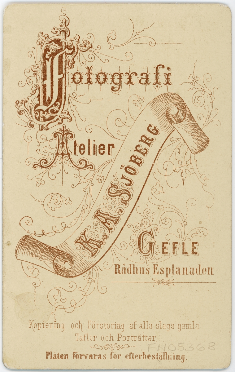 Kabinettsfotografi - studerande Albert Sahlgren, höstterminen 1876