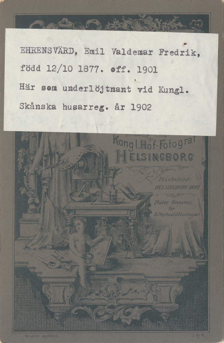 Porträtt av Waldemar Ehrensvärd, underlöjtnant vid Skånska husarregementet K 5.